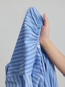 Ontre Vestido a media pierna con botones frontales a rayas, estilo casual de Nashville para ir al trabajo - Vestido elegante para fiesta, graduación y ocasiones especiales - Prendas básicas versátiles, elegantes y dignas para mujer en otoño/invierno 2025