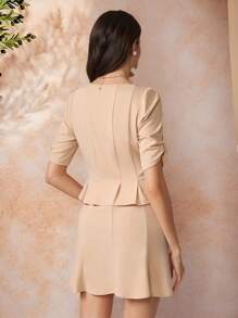 Amorya Set elegante di top corto e gonna da donna di alta gamma, dal design slim fit con colletto quadrato, adatto per l'ufficio, il casual e l'estate