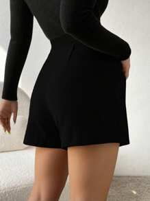 RosyDaze Shorts rectos con cremallera de mujer de estilo casual