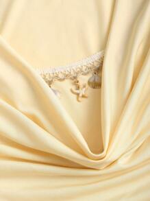 Sweetra New Draped Neck Shell Decor Women Camisole - Yellow - View 3