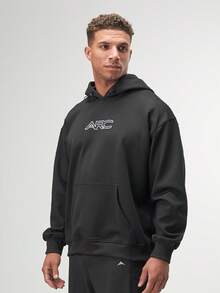 ARC Activewear 超大连帽运动上衣 健身夹克 套头衫 - 黑色 - 查看 3