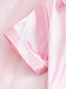 2 件套幼儿女童休闲纯色柔软面料短袖 T 恤和宽松裤子家居服套装，春夏季