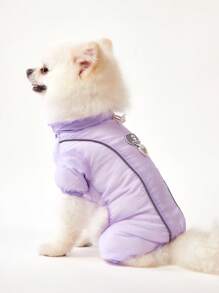 PETSIN Purple Spring/Summer Casual Sports Style Dog Paw Print Elastic Adjustable Waist Lightweight Breathable Mesh Fabric Pet Jumpsuit, Leash-Compatible, Windproof, Water-Resistant, Outdoor Sun-Protection - Purple - View 3