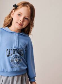 PrepCrw Conjunto de sudadera con cuello de marina y minifalda plisada estilo colegial para niñas jóvenes - Multicolor - Ver 6