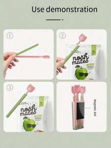 5 件 + 储物盒郁金香形食品袋夹，零食袋密封夹，用于防潮和保鲜密封，生日毕业的最佳礼物 - 粉色 - 查看 4