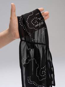 LYSMO Áo yếm không tay mùa hè mới 2025 dành cho nữ có trang trí cổ áo, thiết kế đính đá hở lưng, viền không đều, thời trang đường phố, táo bạo và cá tính - màu đen - Xem 8