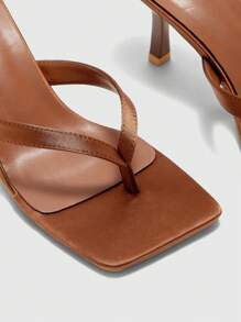 CUCCOO BIZCHIC 女士古铜色缎面方头舒适基本款日常通勤优雅坡跟凉鞋 - 銅色 - 查看 7