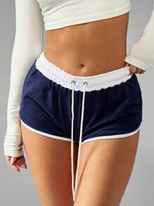 MISSGUIDED Pantalones cortos de pista de correr del equipo de EE. UU. Ropa retro de corte de delfín para correr, actividades en la playa, uso casual y diario, voleibol