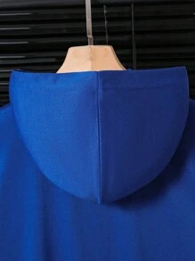 青少年男孩星形印花嘻哈风格拉链连帽夹克 - 寶藍色 - 查看 5