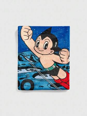 Astro Boy X ROMWE 1 pièce Couverture de canapé avec motif de dessin animé mignon, couverture de recouvrement et couverture de sieste, couverture de sieste épaisse pour la climatisation