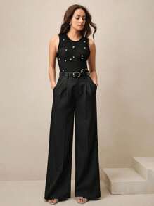 Anewsta Áo vest thời trang viền cong viền kim loại hở lỗ thoáng khí mùa hè - màu đen - Xem 6