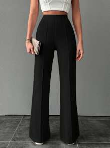 SHEIN Tall Tall Women's Loose-Fitting Exposed Seam Wide Leg Pants - Black - View 4