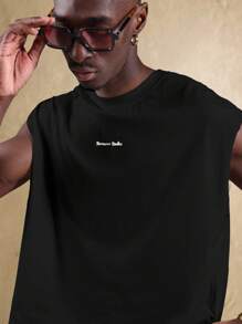 SUMWON Monaco Tank Top With Artistic Food Print Street Style Sleeveless Summer Crop Tank Oversized Festival Fashion Casual - Black - View 5