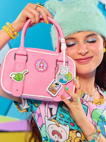 Adventure Time X ROMWE Women Casual Tote Bag, Versatile Handbag, Shoulder & Crossbody Bag For Commuting