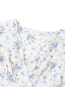 Ellevyn Vestido elegante con cintura fruncida y estampado floral