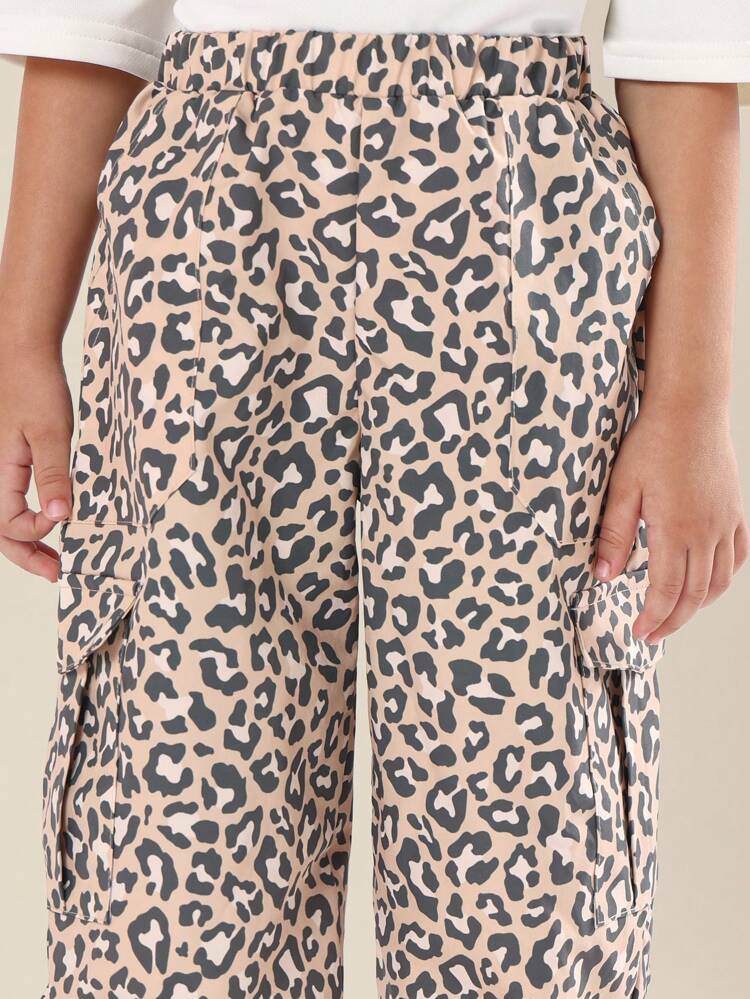 Animal Print Cropped T-Shirt And Cargo Pants Coords