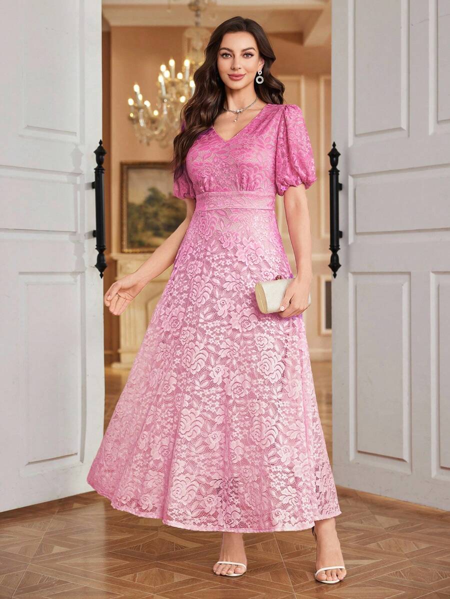 Modelyn Elegant & Romantic Gradient Color Cinched Waist Cinched Waist Fit Women Fashion Young Dress