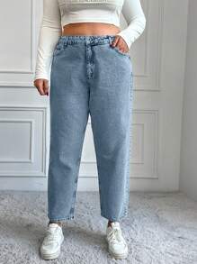 EURMUSE Plus High Waist Mom Fit Jeans