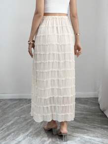 Franclia Elegant Contrast Bow Lace Trim Skirt