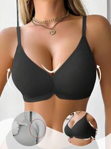 Snug Zone 1 件女士无缝文胸，柔软支撑，无钢圈提升和侧边平滑 - 黑色 - 查看 3