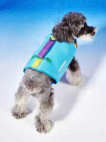 PETSIN Blue Spring/Summer Simple "I CAN DO IT" English Graphic Pet Vest, Comfortable High Buoyancy Life Jacket, Leash & Adjustable Strap, Pet Lifesaver & Swimwear - Multicolor - View 2