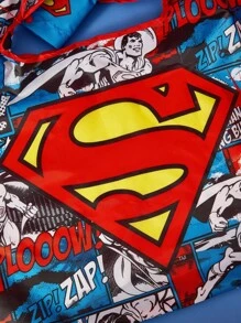 SUPERMAN X SHEIN 印有标志图案的可折叠购物袋、手提袋，包含一个带串珠链的紧凑型储物袋，可挂在包上 - 彩色 - 查看 5