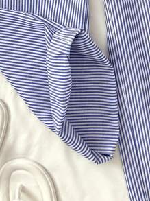 SHEIN Teen Girls Spring/Summer Casual Resort Commute Elegant Striped Contrast Color Sleeveless Vest And Contrast Color Casual Pants Set, Suitable For Holiday, Casual, Beach, Outdoor And Various Occasions