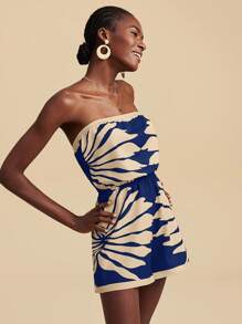 Travachic 女式梭织印花宽松连体裤 - 藏蓝色 - 查看 3