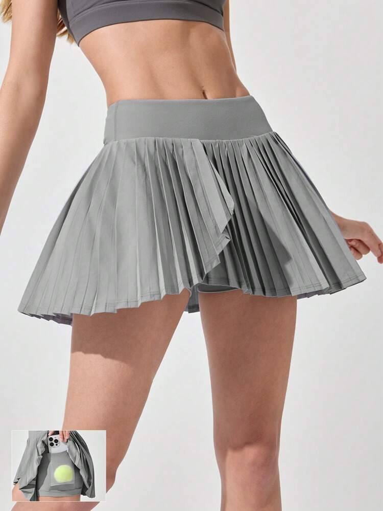 FeatherFit™-Air Pleated Asymmetrical Pocket Anti-Slip Skirt With Built-In Shorts Light Support Low Impact Tennis Golf Quick Dry Moisture Wicking