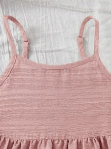 Travachic KIDS Babygirl 可爱夏日假日粉色纹理宽松吊带连衣裙 - 粉色 - 查看 5