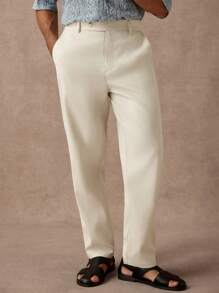 Manfinity Homme Men's Solid Color Pockets Tapered Casual Pants Set Cream Pants Men,Men's Casual Solid Color Pants For Daily Commuting Business Men Linen Pants Brown Linen Pants Men Drawstring Pants Drawstring Linen Pants Men,Versatile Items For Daily Commuting, Travel, Vacation And Outings,Husband And Boyfriend Gifts For Friends,Casual And Simple Style, Urban Mature Style, British Gentleman Style - Apricot - View 5