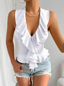 SHEIN Unity 女士纯色吊带背心，夏季时尚 - 白色 - 查看 5