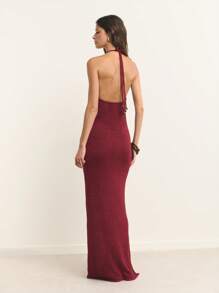 Nöista Đầm maxi đỏ đất nung có dây thắt bím và eo cao. Chất vải nhẹ, thoáng khí, tôn dáng. Hoàn hảo cho váy mùa hè, trang phục ngày 4 tháng 7, quần áo mùa hè của phụ nữ, kỳ nghỉ và phong cách mùa hè châu Âu. - Đỏ - Xem 3