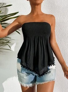 Swim Lushoire Couvre-maillot de plage pour femme avec garniture en dentelle et franges