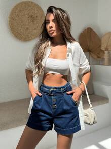 Short mini avec ceinture à la taille papier