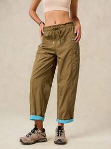 Pantalones deportivos para mujer, resistentes al agua, ligeros y activos para camping, senderismo, verano y primavera - Camel - Ver 8
