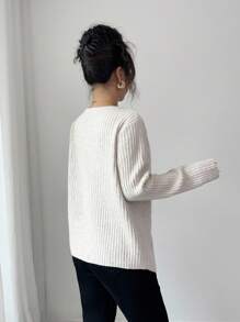 Rafferiza Autumn Round Neck Long Sleeved Pearl Button Women's Knitted Cardigan Fall Winter Cloth For Women