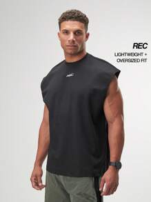 运动帽袖背心 - 黑色 - 查看 1