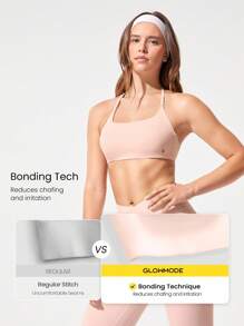 GLOWMODE Soft Stretchy Power Up 4-Way Adjustable Straps Bonding Tech Backless Sports Bra Yoga Daily Removable Cups