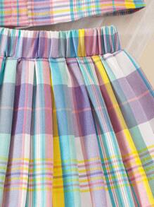 Sparklyn 女童格子无袖衬衫和褶皱格子裙套装 - 彩色 - 查看 4