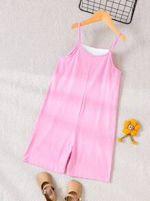 Tween Girl Colorblock Jumpsuit With Double Pockets For Summer