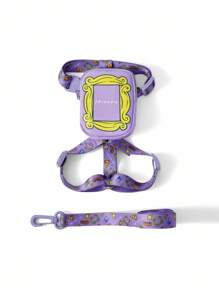 FRIENDS X SHEIN Set de 3 piezas de portador de mascotas con estampado, 1 portador ajustable, 1 bolsa, 1 correa, para gatos, para perros pequeños y medianos, amistad, portarretratos