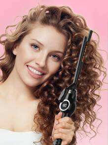 Teckwe 9mm Tiny Curling Wand,Ceramic Small Barrel Curling Iron With Adjustable Temperature,Fast Heating,For Short & Long Hair-EU Plug - Black - View 2