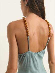 Nöista Hellblaues Neckholder-Minikleid mit bernsteinfarbener perlenverzierter Halskrause, gefertigt aus leichtem Stoff. Perfekt für den 4. Juli, Sommerfeste, Urlaubsreisen oder lässige Unternehmungen. Mühelos stilvoll und bequem. Ein unverzichtbares Teil für jede Sommergarderobe. - Grün - Übersicht 2