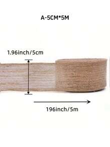 5M X 5cm Natural Jute Burlap Ribbon Roll With Wired Edge - Premium Rustic DIY Craft Ribbon For Gift Wrapping, Wedding Decor, Fall Wreaths, Christmas Crafts, Easter Bows & Seasonal Home Decoration (196 Inch)