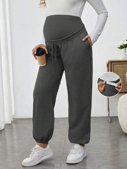 SHEIN Comfortable, Breathable, Loose And Stretchy Solid Color Maternity Pants