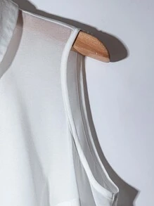 SHEIN Clasi 2件套优雅休闲时尚舒适纯色雪纺女士套装 - 白色 - 查看 3