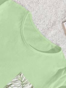 RueChic Set de 3 piezas de pijama y short de algodón con estampado floral y bolsillos para mujer