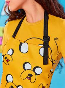 Adventure Time X ROMWE Cartoon Printed Fashion Yellow Apron - Yellow - View 2