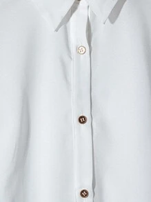 SHEIN Clasi 2件套优雅休闲时尚舒适纯色雪纺女士套装 - 白色 - 查看 4